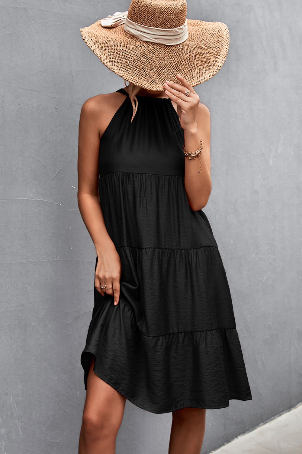 Grecian Tiered Sleeveless Dress