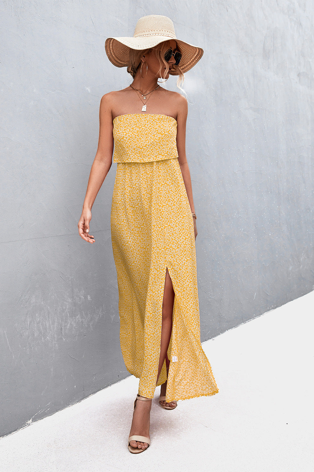 Strapless Split Maxi Dress